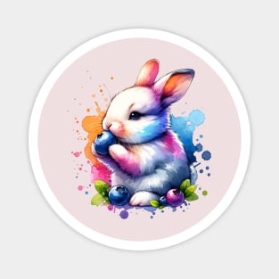 Watercolor Blueberry Bunny Magnet